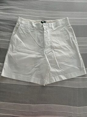J. Crew White Flat Front Cotton Chino Shorts
